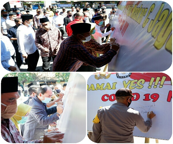 Polres Sumbawa Inisiasi Deklarasi Kepatuhan Protokol Kesehatan Pilkada 2020