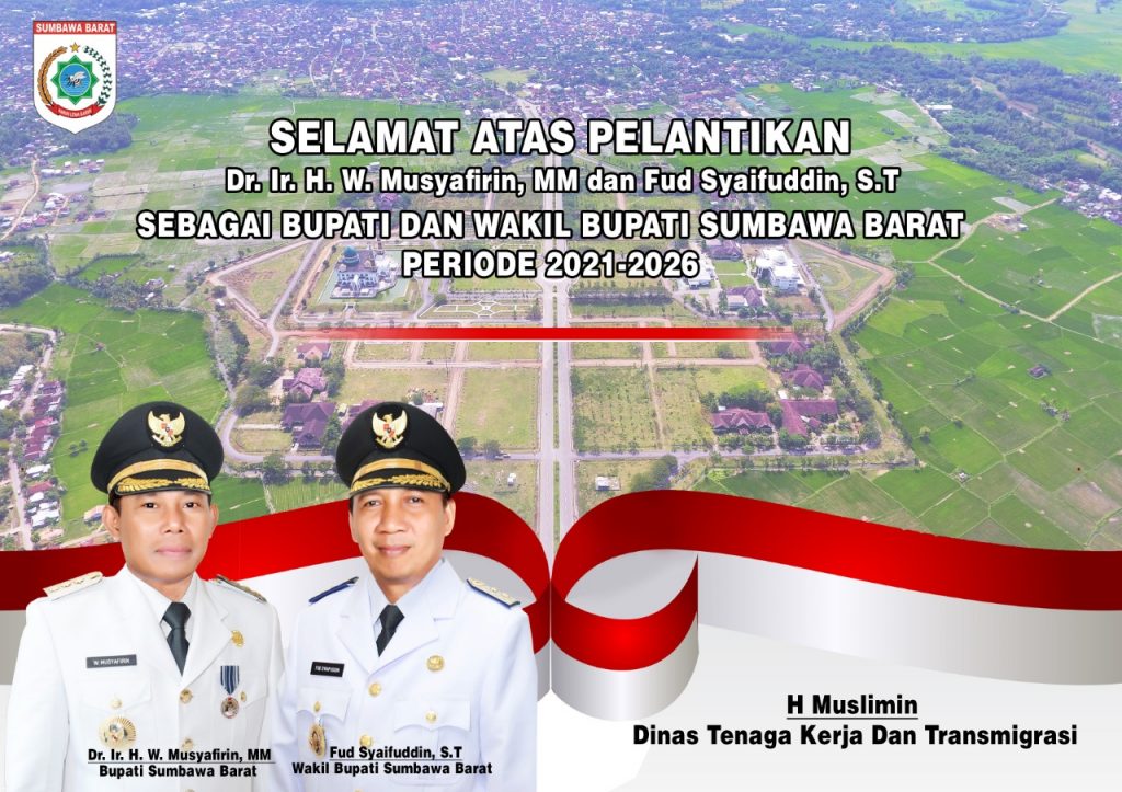 Iklan / Keluarga Besar Dinas Tenaga Kerja dan Transmigrasi  Mengucapkan Selamat Atas Pelantikan Bupati dan Wakil Bupati Sumbawa Barat