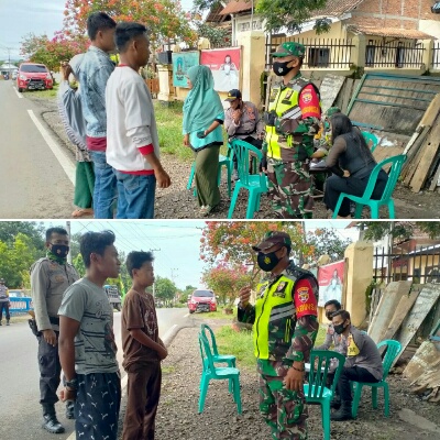Koramil Empang Bersama Polsek Gencarkan Operasi Masker
