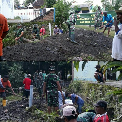 Perkuat Jiwa Gotong Royong, Koramil 1607-01/Sumbawa Bersama Warga Batu Nisung Bersihkan Saluran Irigasi