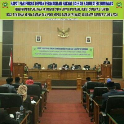 DPRD Sumbawa Paripurna Pengumuman  Penetapan Paslon Bupati/Wakil Bupati Sumbawa Terpilih