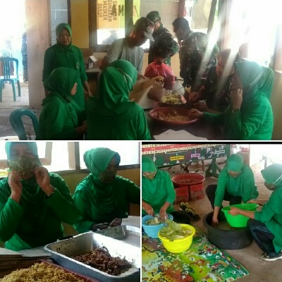 Meski Terdampak Banjir Bandang, Istri Para Babinsa Bantu Masak Kebutuhan Korban Banjir Bima