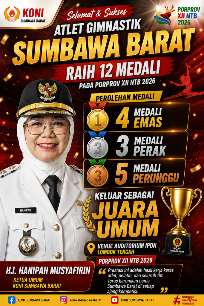 Atlet Gimnastik KSB Mengamuk !,  KSB JAWARA UMUM GIMNASTIK PORPROV XII NTB 2026,  BORONG 12 MEDALI ”  BIKIN BUNDA TIGA G BANGGA ” 